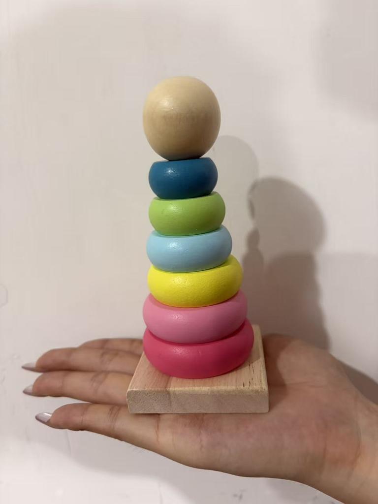 Нова Дитяча Веселка Вежа Збираних Кільців Складаний Кубок для Складання Блоки-Кільця Дерево Пластик Іграшка для Малюків Дитячі Іграшки для Немовлят