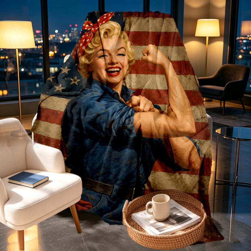 Deka s potiskem Marilyn Monroe - Měkká a pohodlná, do ložnice, na cesty, na pohovku, pro domácí dekoraci - Dárek k narozeninám, Vánocům pro kamaráda