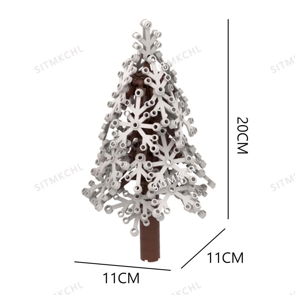 DIY Pine Tree Model Kit - Snowy Christmas Tree Street Forest Compatible with Building Blocks & Assemble Particles
