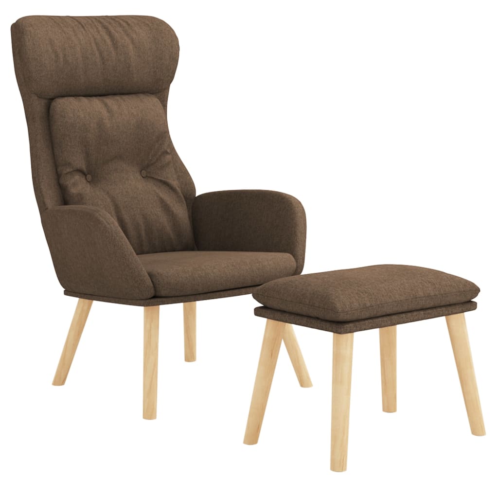 Recliner Chair with Ottoman Brown Fabric