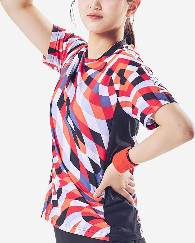 XIOM Table Tennis Game Shirt, Officially Approved by the Japan Table Tennis Association, MEDUSSA1, Quick-Drying, Sweat-Wicking, Red, Size S (1002)