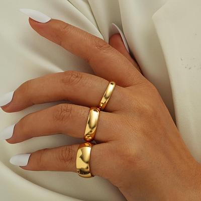 Titanium Steel Ring 2mm/4mm/6mm Arc Glossy Ring Fashion Simple Plain Band Ring Set