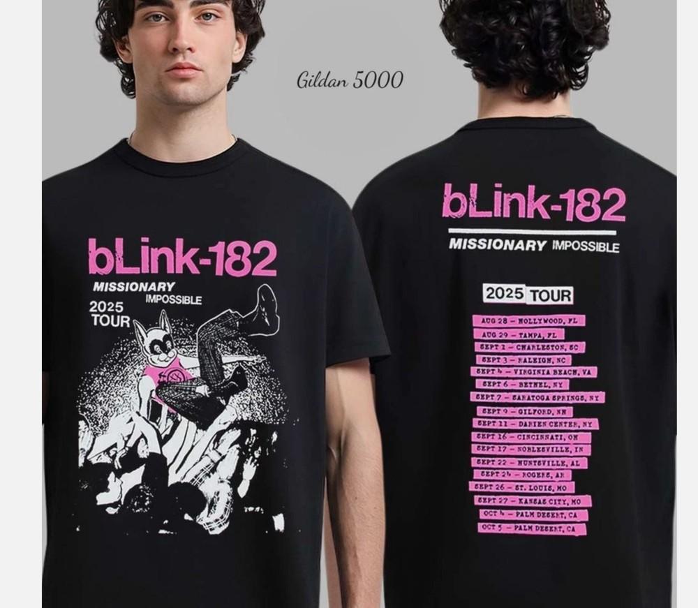 Blink 182 Missionary Impossible 2025 Tour Merch Black T-Shirt