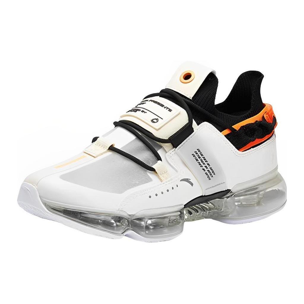 Anta Comfortable Cushioning Abrasion Resistant Breathable Low Top Running Shoes Men's White Black 112025530-2