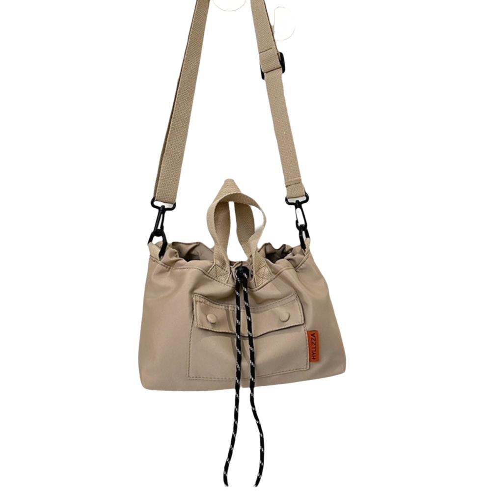 Cloth Nylon Crossbody Bag Contrast Color Drawstring Bucket Bag Fashion Shoulder Pouch  Students