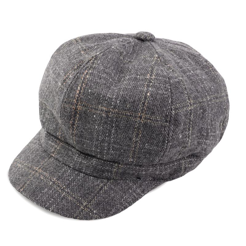 Stylish and simple British woolen plaid brim beret, duck tongue bud hat painter hat JDBLM-