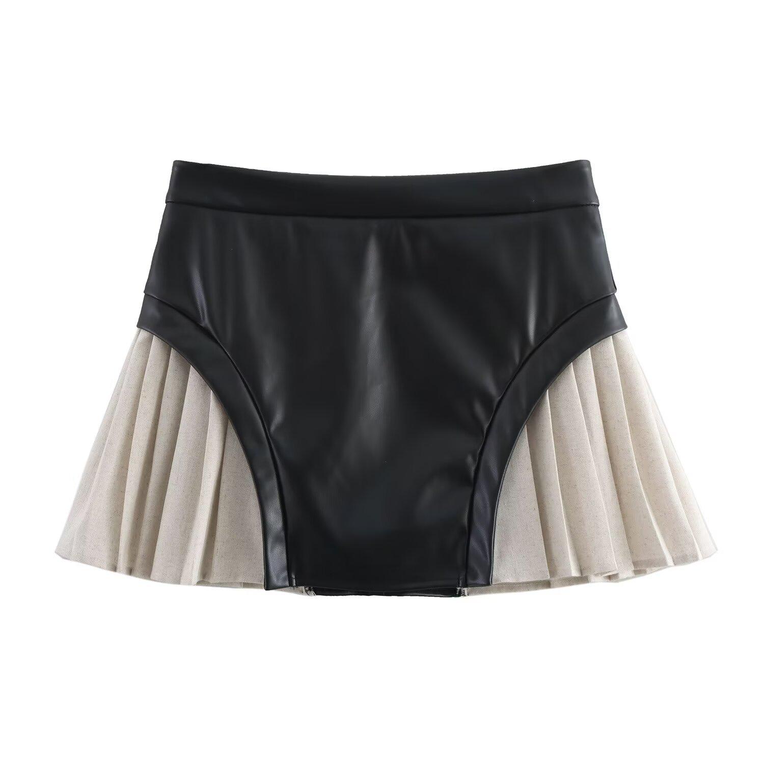 

2025 Spring Women s European & American Style Casual PU Leather A-line Skirt Large