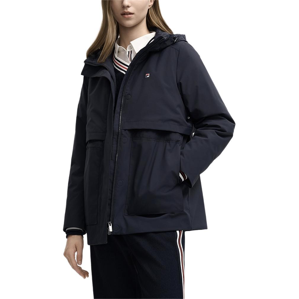 Fila Fw25 Casual Comfortable Hooded Zipper Long Sleeve Cotton Jacket Women Jackets F11W548914F-NV