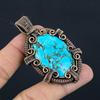 Tibetan Turquoise Pendant, 999 Copper Wire Wrapped Gemstone Jewelry, Handmade Pendant, For Thanksgiving