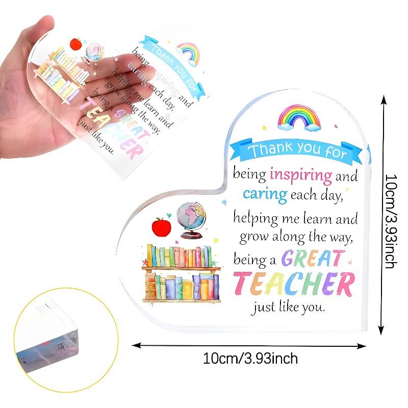 2D Flat, Heart-Shaped Teacher Appreciation Desktop Decoration, Teacher Retirement Gift, Suitable for wall decoration, porch, room, villa, accents Home