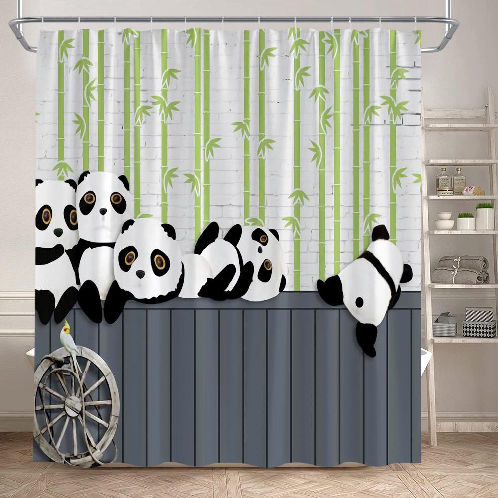 Funny Cartoon Bathing Cats Shower Curtains Cute Animals Pet Cat Kids Bath Curtain Polyester Children Bathroom Decor With Hooks