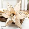 Hochwertige 26CM Weihnachtsblumen-Dekoration: Rot Gold Pailletten Samt Künstliche Blume Aufkleber