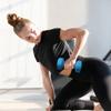 Set of 2 Hexagonal Dumbbells 2x6kg In Metal and Plastic with Non-Slip Grip, 22x10x10 Cm, Light Blue