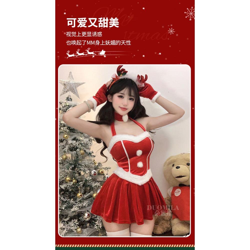 Domila Christmas Dress Female Velvet Dress Pure Lust Sexy Female Live Streaming Host Performance Costume Halloween Stage Costume