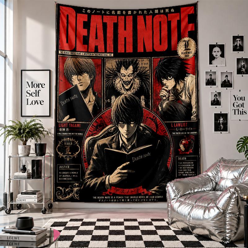 Wall TapestryDeath Note Art Hanging Cloth Decorative Background Cover for Room Decoration