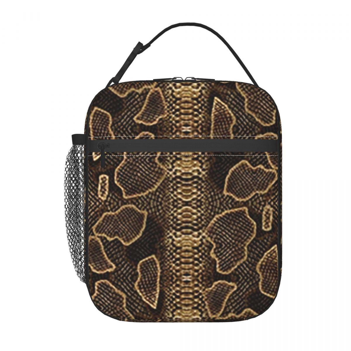 Sac à déjeuner isotherme à motif serpent pour femmes enfants Boîtes alimentaires portables Boîte à déjeuner thermique Sac fourre-tout One Size