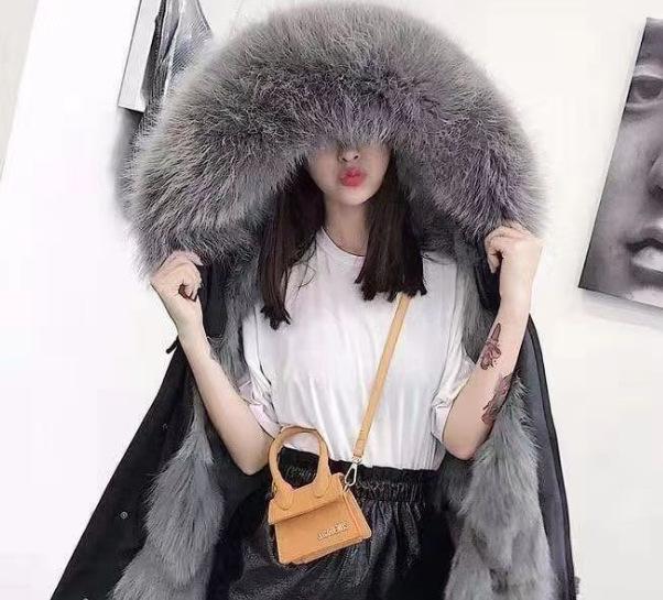 Winter new pie overcome women's medium and long imitation raccoon hair removable liner coat fur jacket large size thickened