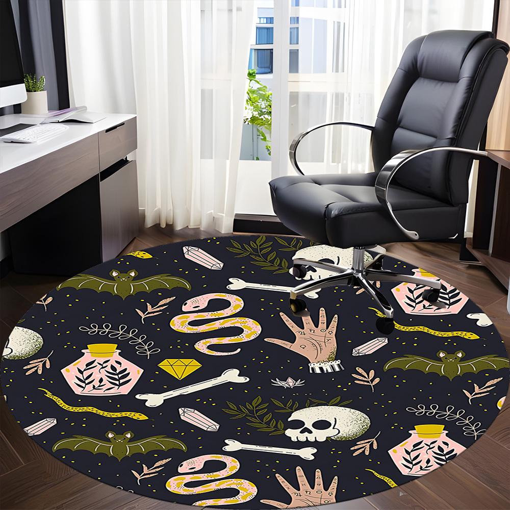 1PC Witchcraft Symbols Office Round Area Rug, Mat Suitable For Office, Under Office Chairs Bedroom Living Room Home Decor, Room Deco