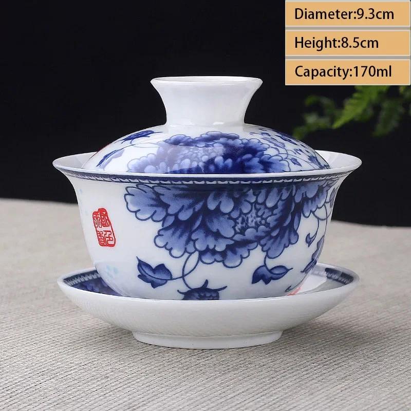 Jingdezhen Ceramic Gaiwan Teacup Handmade Tea Tureen Boutique Tea Bowl Chinese Porcelain Teaware Accessories Drinkware
