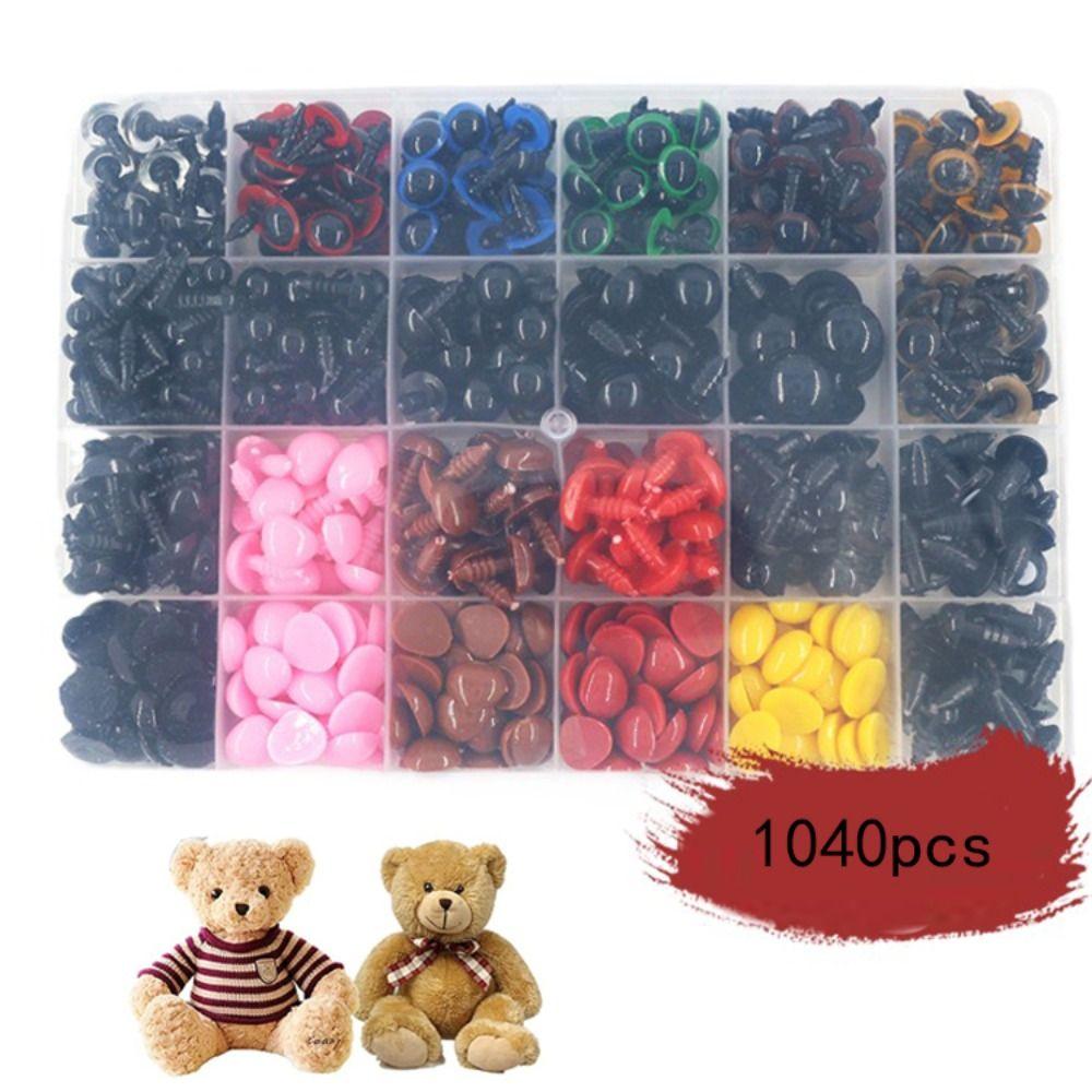 A Box 1040pcs Safety Eyes and Noses Colorful Eyes Plastic Safety Eyes  Crochet Toy Making