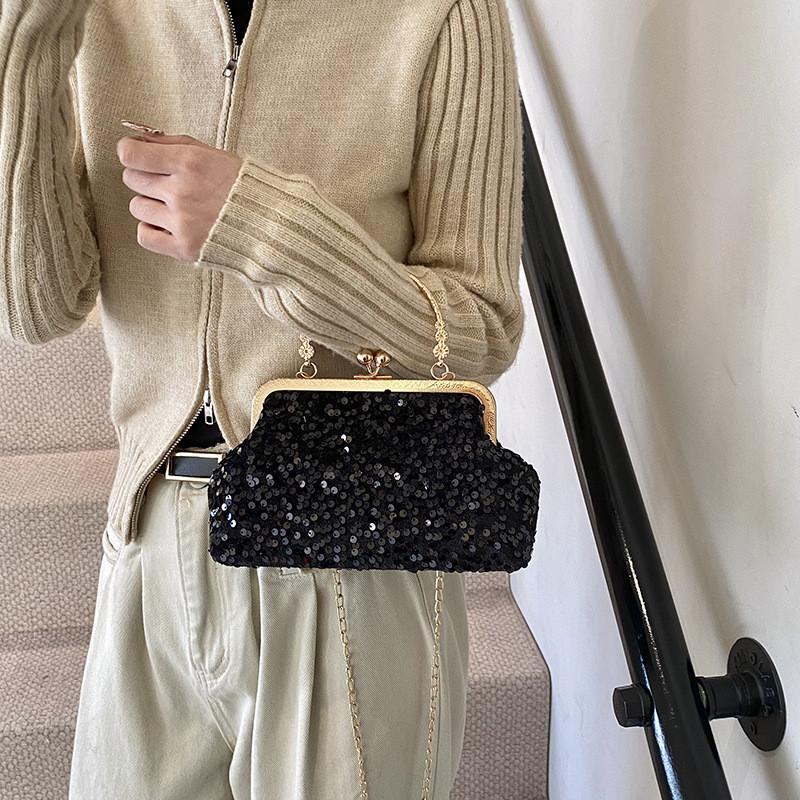 Sequin Chic Retro Small Square Handbag For Women In Black Silver And Styles Colorful