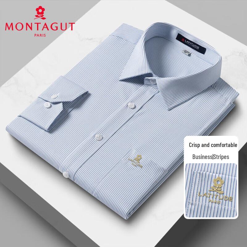MONTAGUT Men s Striped Breathable Long Sleeve Business Shirt 41