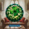 Green Four-Leaf Clover Stained Glass-Style Suncatcher, with Irish Good Luck Charm, Colorful Patterns, Nurseries, Vintage Home Decor Wall for Bar Kit