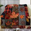 1Pc Autumn - Themed Patchwork Throw Blanket With Maple Leaf Patterns, Ideal For Adding A Festive Fall Touch To Home Decor
