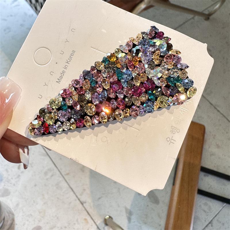 Fashion Women's Luxury Rhinestone Hair Clip Czech Diamond Water Drop Heart Shape Ponytail Hair Accessories
