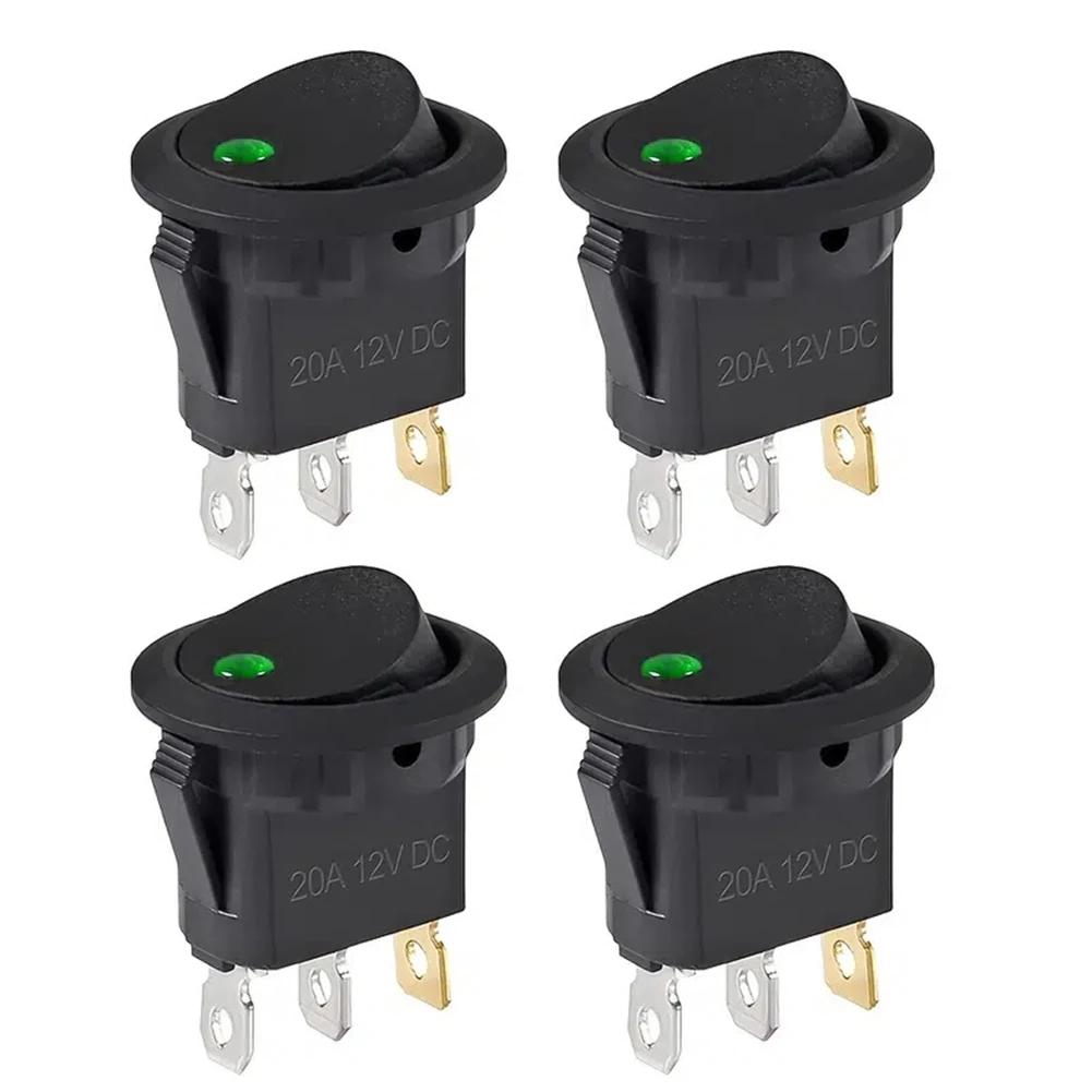 4/1 STÜCK EIN/AUS 20A 12V Wasserdicht LED Licht Lumineszenz Kippschalter Auto Boot Rund Wippschalter Punkt Schalter Autozubehör