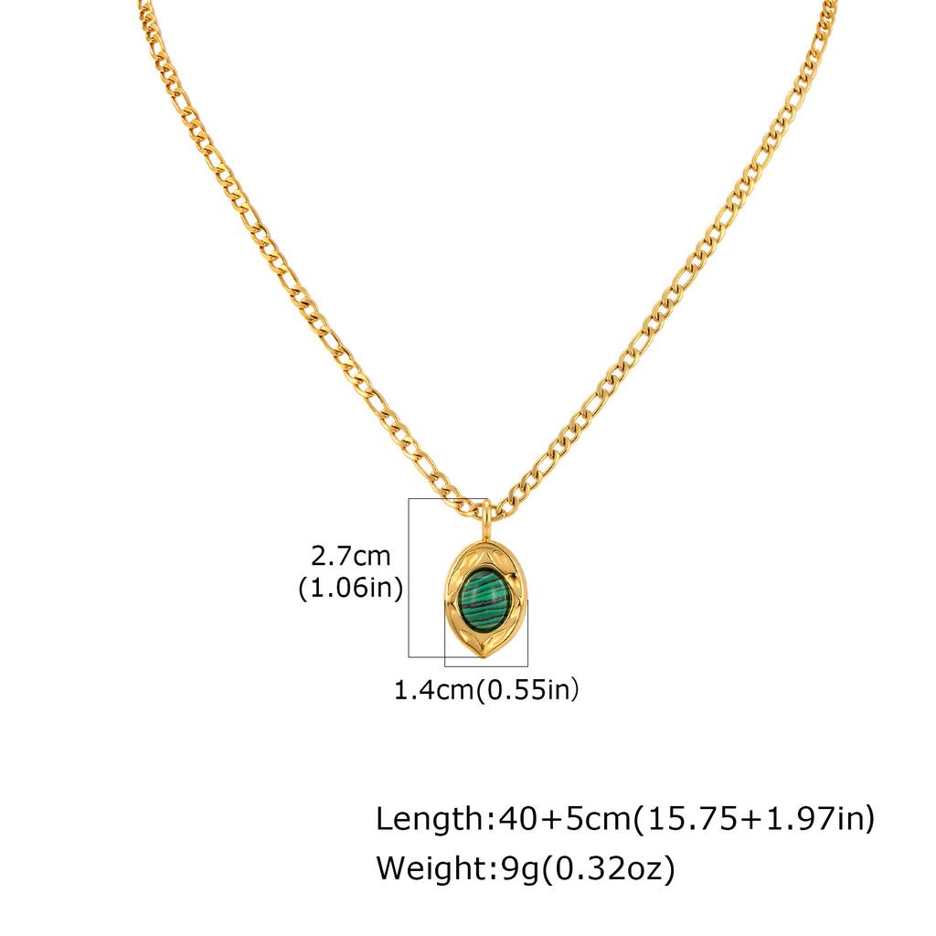 Foreign Trade Jewelry, Retro High-End Stainless Steel Natural Stone Pendant Necklace Female Nc-2534