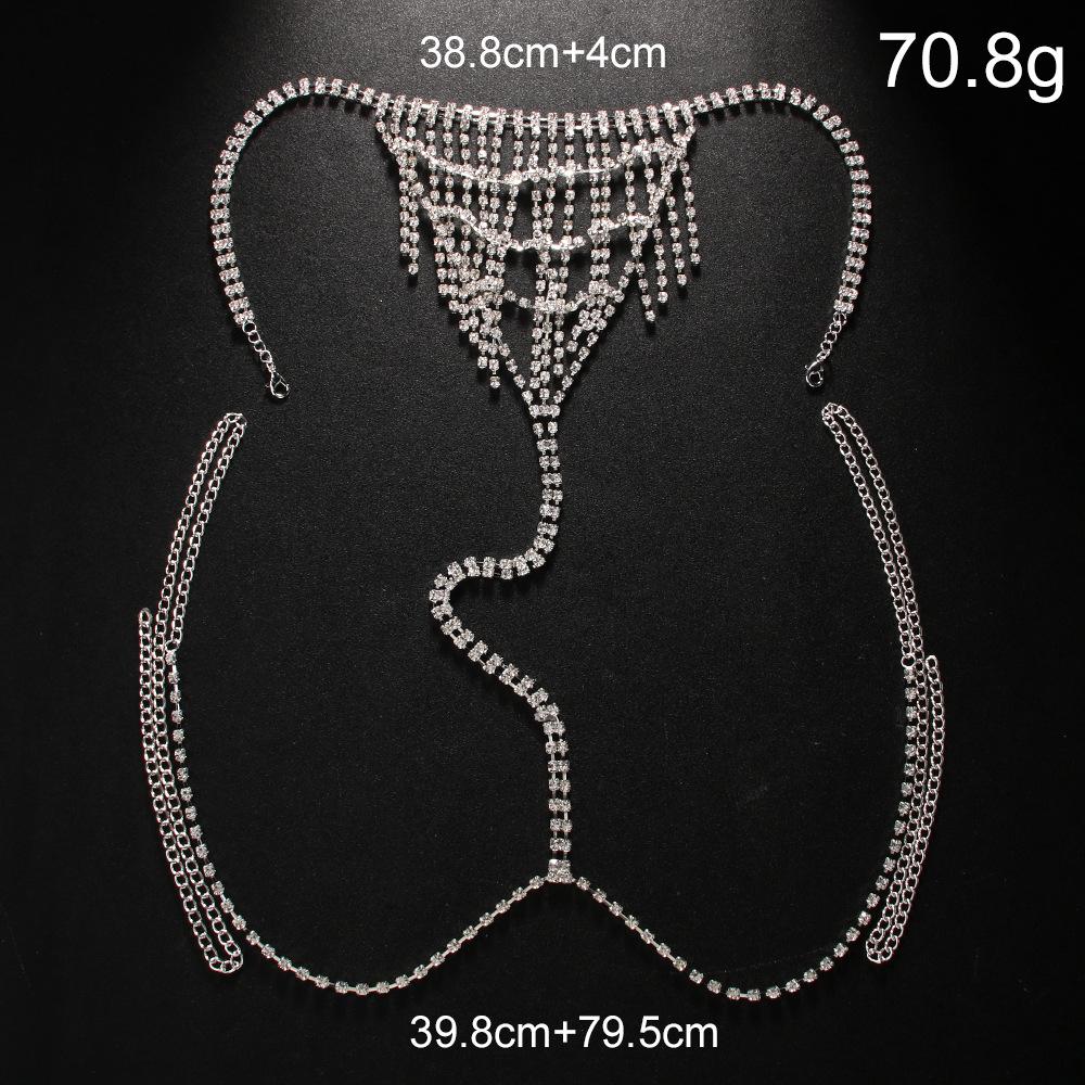 Lanț de Talie cu Franjuri și Strassuri pe Mai Multe Niveluri Chiloți Lanț de Corp Sexy pentru Plajă Lanț de Corp pentru Doamne