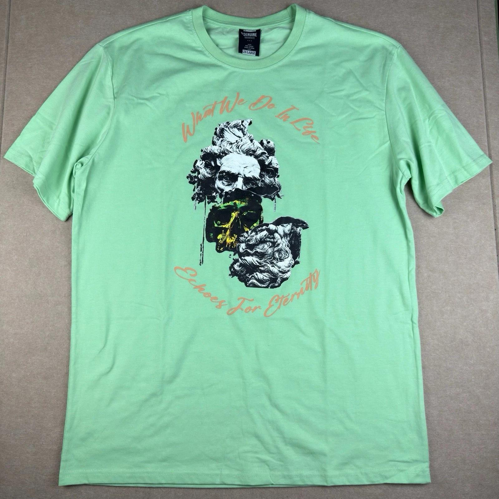 

Genuine Shirt Men 2XL Mint Green Gladiator Movie Quote Skull Graphic Tee S