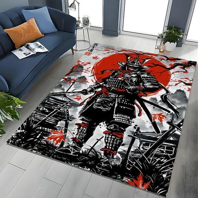 Tapis imprimé HD Duel de Samouraïs Japonais pour Salon Décoration de Maison Tapis pour Canapé Table Enfants Antidérapant Chaise Lounge Tapis de Sol