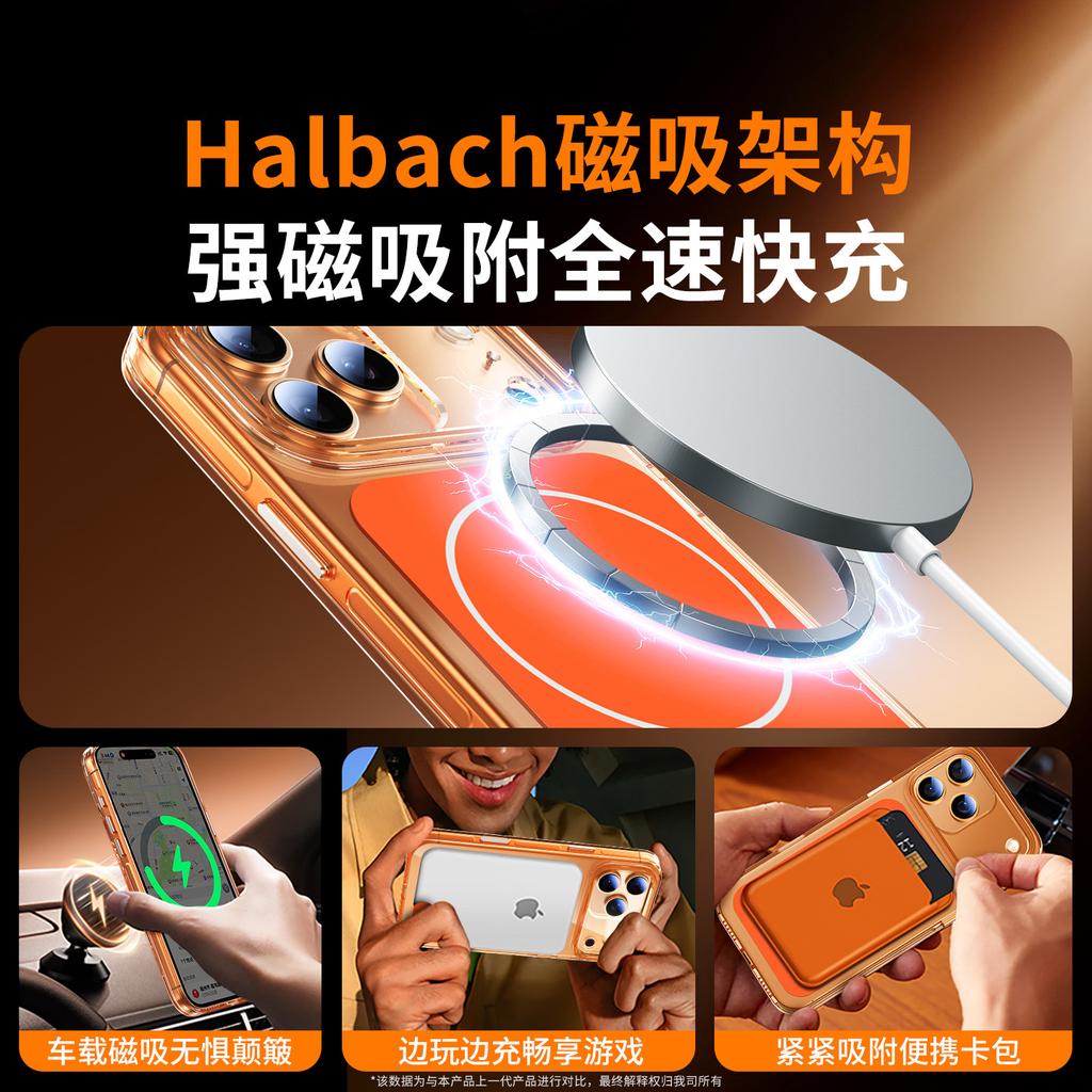 Applicable to Apple 11promax mobile phone case all-inclusive iPhone11pro magnetic orange camera button case