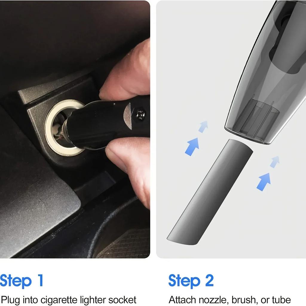 12V Rechargeable Car Vacuum - Portable Handheld Cleaner with Washable Filter
