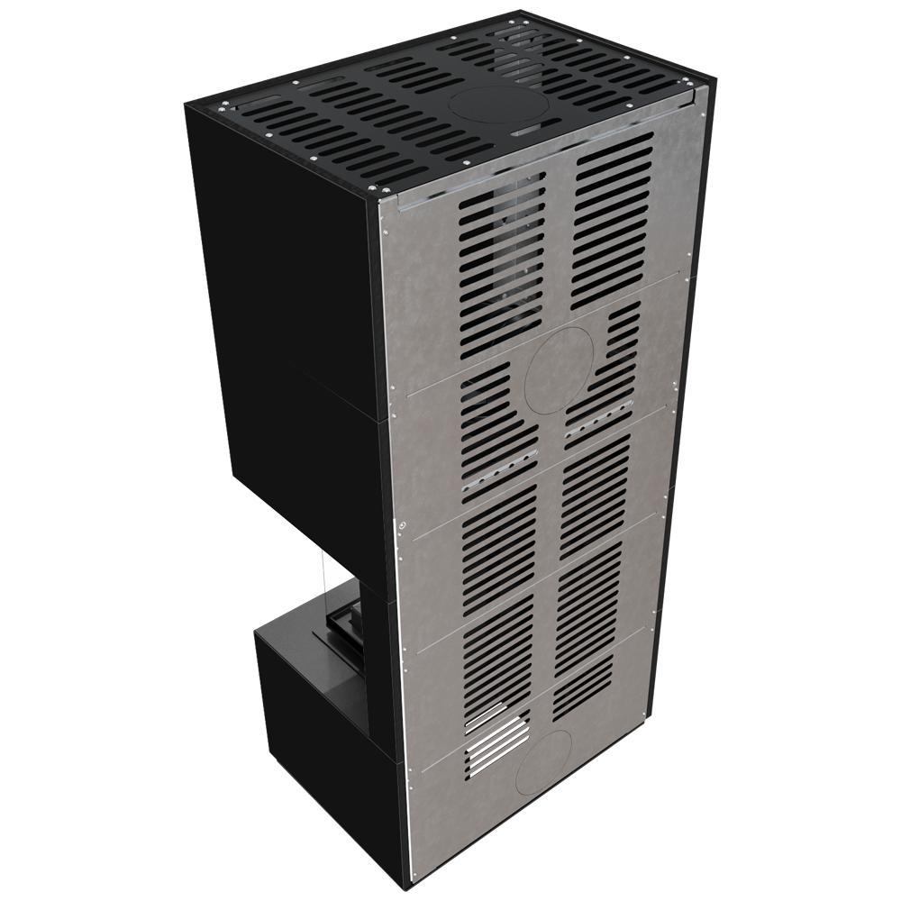 Модульний камін KRATKI FLOKI BOX правий 8 кВт Ø 160 кварцовий спечений NERO ASSOLUTO дверцята, що самозакриваються