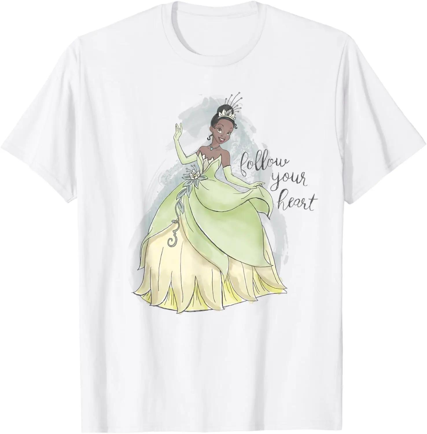 Hot Fashion Casual Disney The Princess and The Frog Tiana Follow Your Heart T-Shirt S-4XL Four Seasons XXXXL