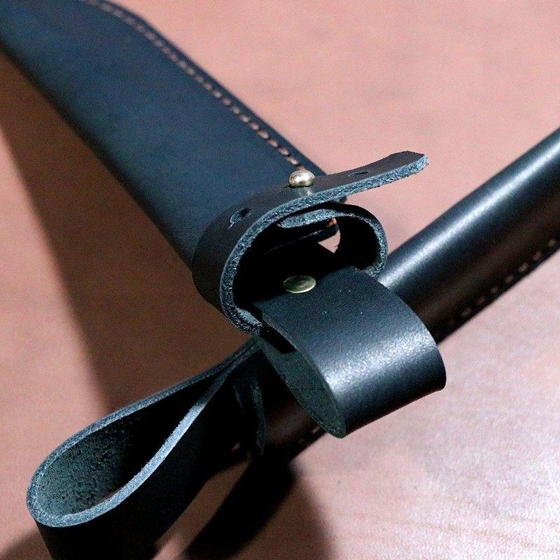 3.5cm Inner Width Top Layer Cow Leather Straight Knife Sheath Fixed Blade Scabbard Cover Storage Bag with Buckle Pants
