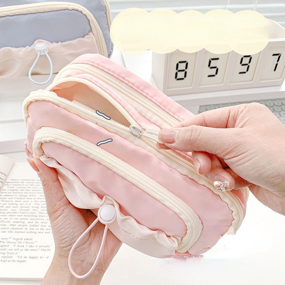 Zipper Pen Bag Large Capacity Pen Storage Bag Fashion Stationery Organizer  School Office Supplies
