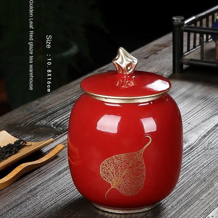Tea Containers Ceramic Sealed Can Large Coarse Pottery Storage Tank Pu'er Tea Tea Canister Tea Caddy TeaJar Japanese Jar Storage