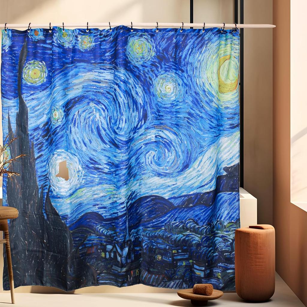 Cool Japanese Asian Art Modern Blue Anime Ocean The Great Waves Kanagawa of Hokusai Aesthetic Waterproof Curtain with Hooks,