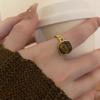 Vintage Amber Color Natural Stone Adjustable Ring Elegant Open Finger Ring Bohemian Style Jewelry for Fashionable Women