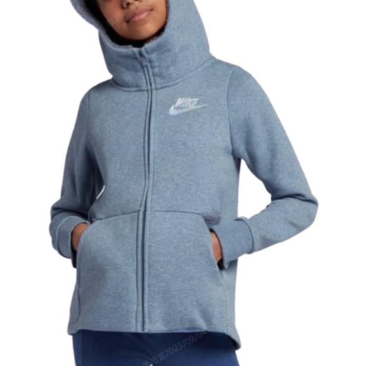 Nike Kids Logo Print Hooded Jacket Kids Jackets Gray AV8422-445