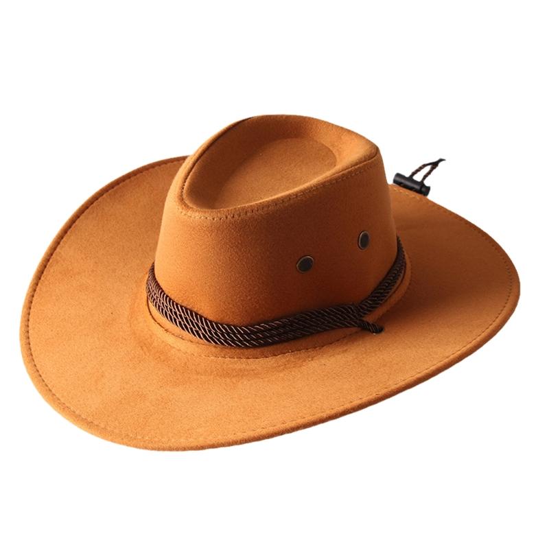 Vintage Western Cowboy Hat Solid Color Basin Hat Wide Brim Jazz Hat Outdoor Sun Protection for Hiking Camping Riding