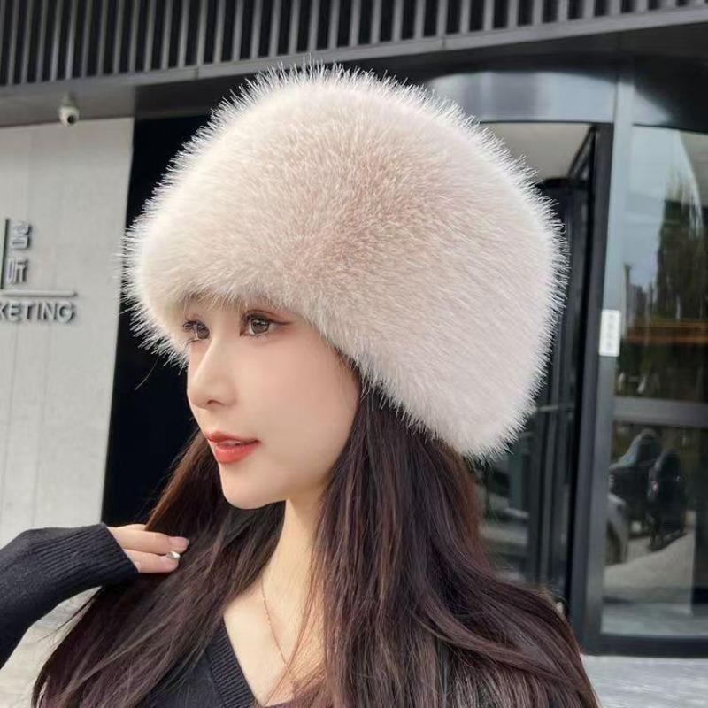 1Pc Ear Protection Thick Warm Winter Women's Fashion Fluffy Plush Hat Snow Ski Cap Imitation Fur