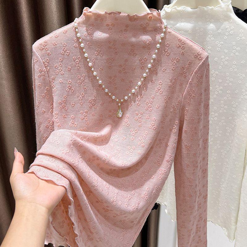 Элегантная и изысканная кружевная майка-основа жаккардового плетения для женщин Элегантное платье на бретелях и топ с полувысоким воротом с серьгами L