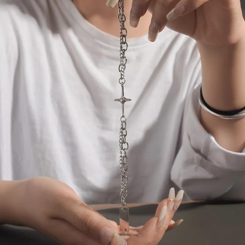 Neues Punk Kreuz Y2K Sterne Metallarmband Vintage Sternarmband Mehrschichtige Charm-Kettenarmbänder für Damen Herren Hip Hop Armband