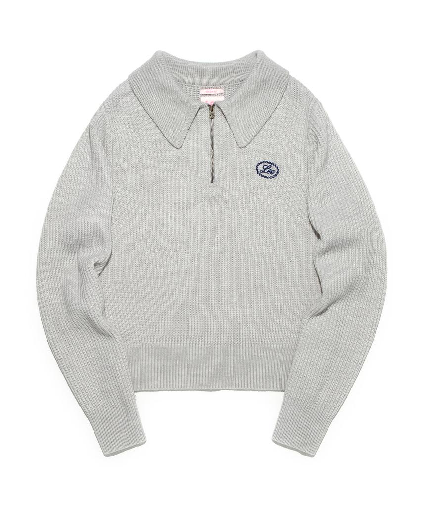 LEE Women'S Round Neck Hazzi Half-Zip Knit Light Gray