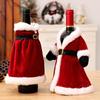 Creative Christmas Wine Bottle Set Golden Velvet Dress Wine Bottle Covers Sleeve Santa Snowman Xmas New Year Dinner Table Decor